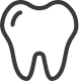 A black outline of a tooth with a simple, clean design against a white background.